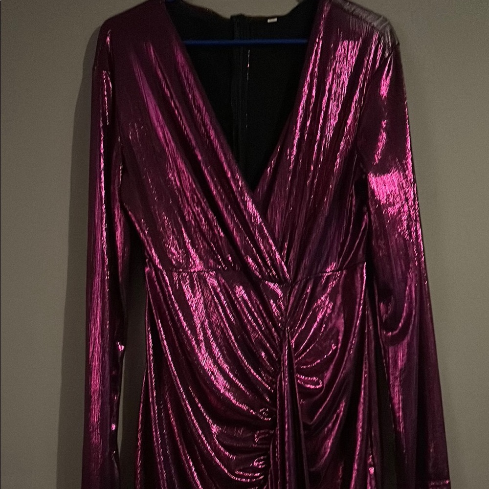 Metallic Pink Long Sleeve Dress